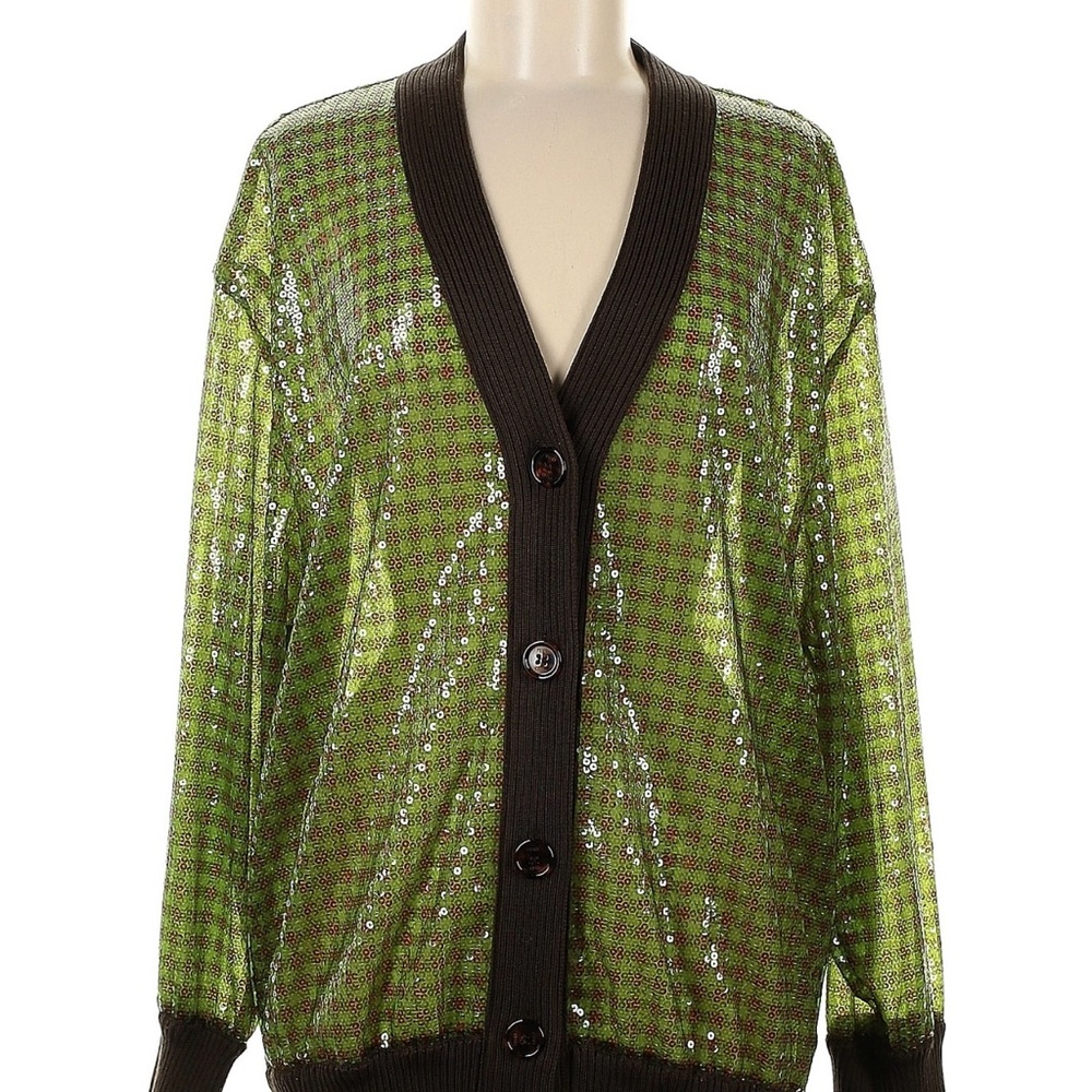 Fendi Olive and Chocolate Sequin Cardigan